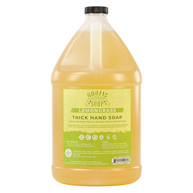 Adams Handmade Soap gallon front label showing lemongrass and organic benefits