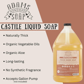 Adams Handmade Soap poured into dispenser at sink showing refill convenience