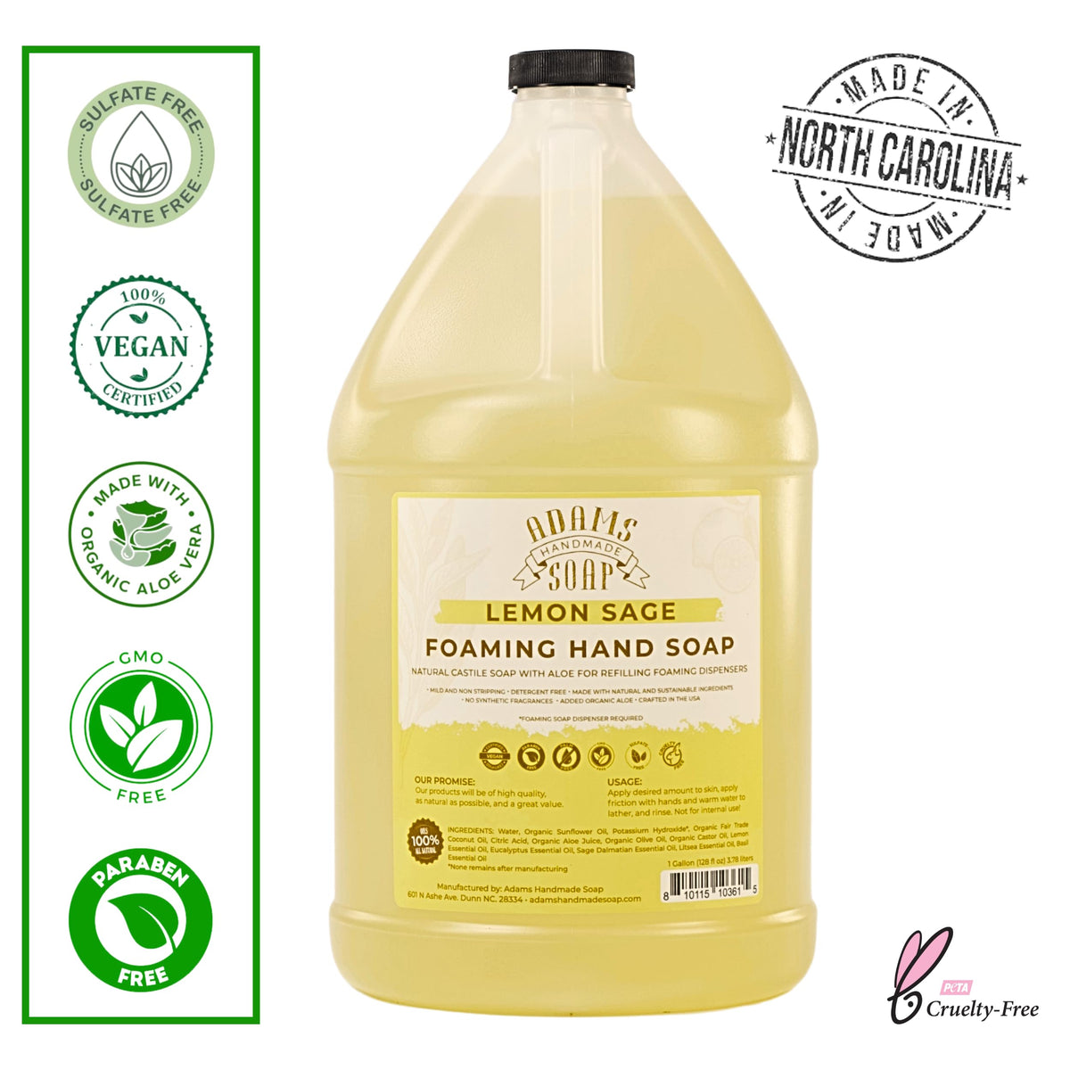 Adams Handmade Soap pouring into foaming dispenser demonstrating easy refill convenience