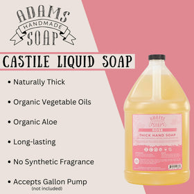 Adams Handmade Soap pouring from gallon into pump bottle for easy eco refill