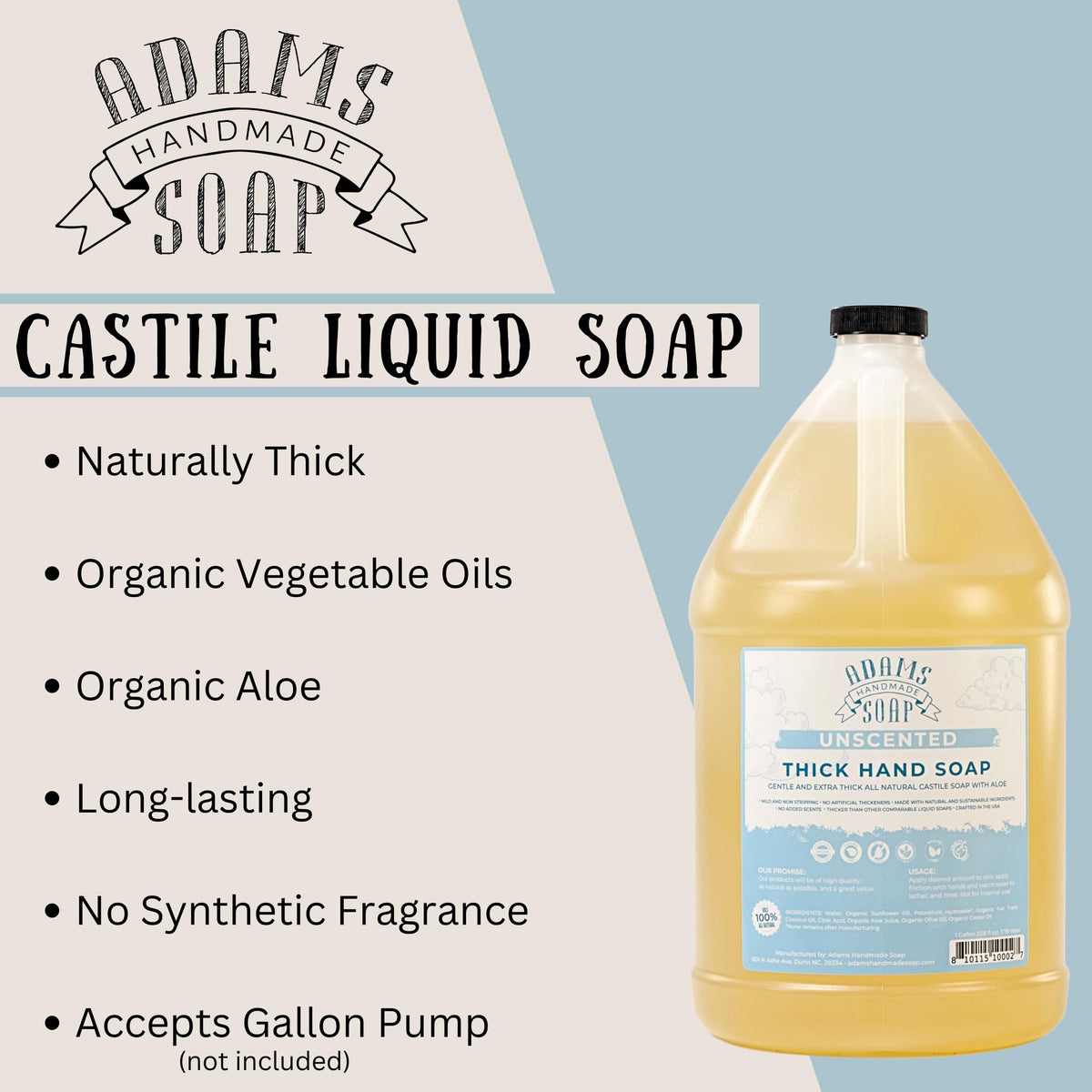 Adams Handmade Soap pouring refill into dispenser in kitchen for cost savings