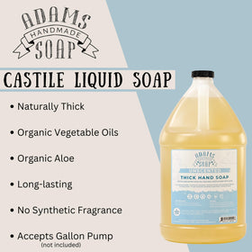 Adams Handmade Soap pouring refill into dispenser in kitchen for cost savings