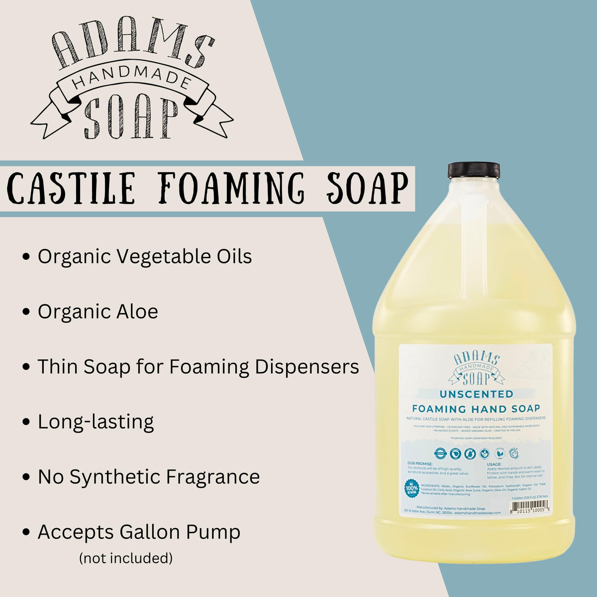Adams Handmade Soap pouring refill into dispenser for easy eco-friendly reuse
