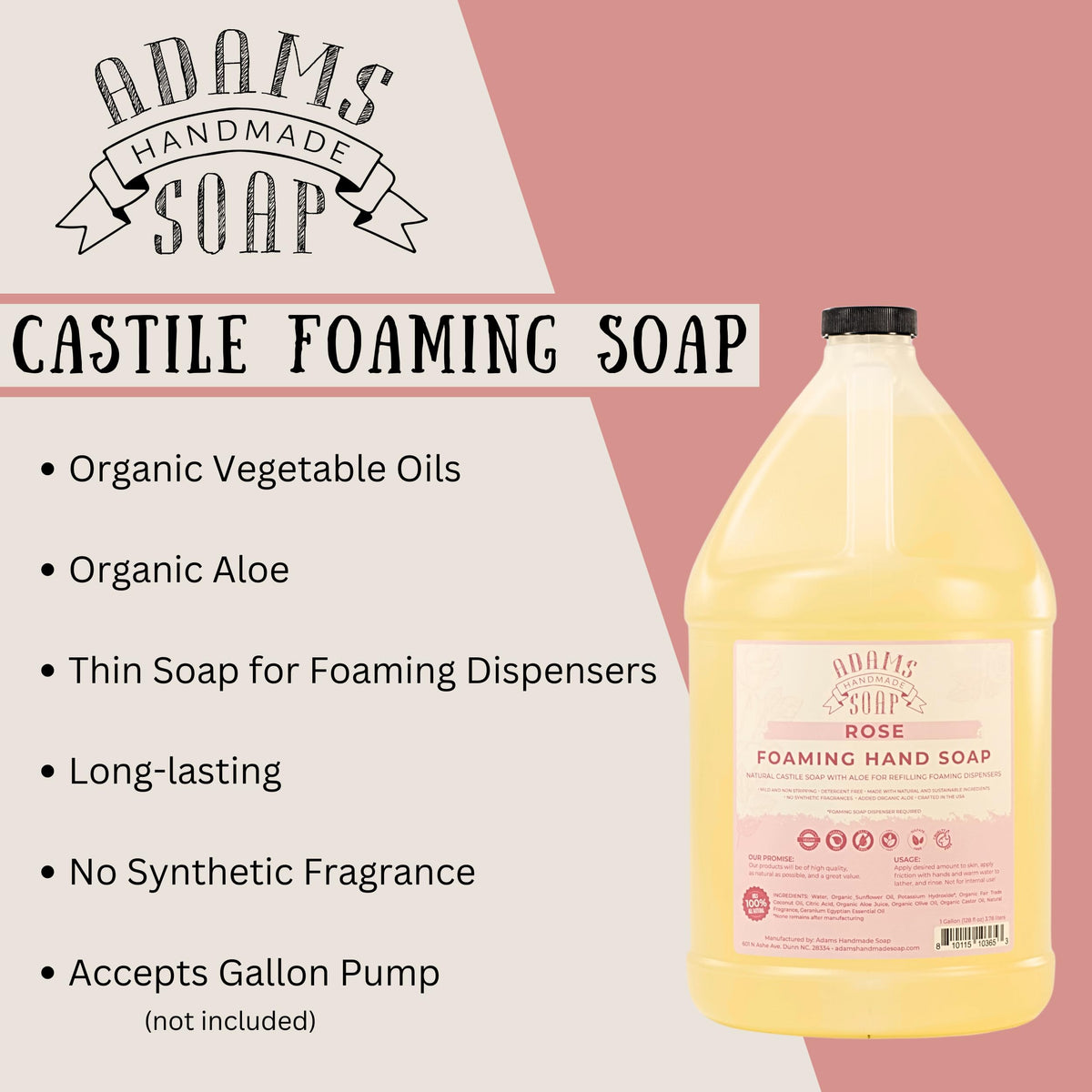Adams Handmade Soap rose in bathroom setting demonstrating eco-friendly refill benefit