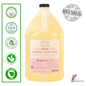 Adams Handmade Soap rose close-up of pouring foam highlighting gentle texture