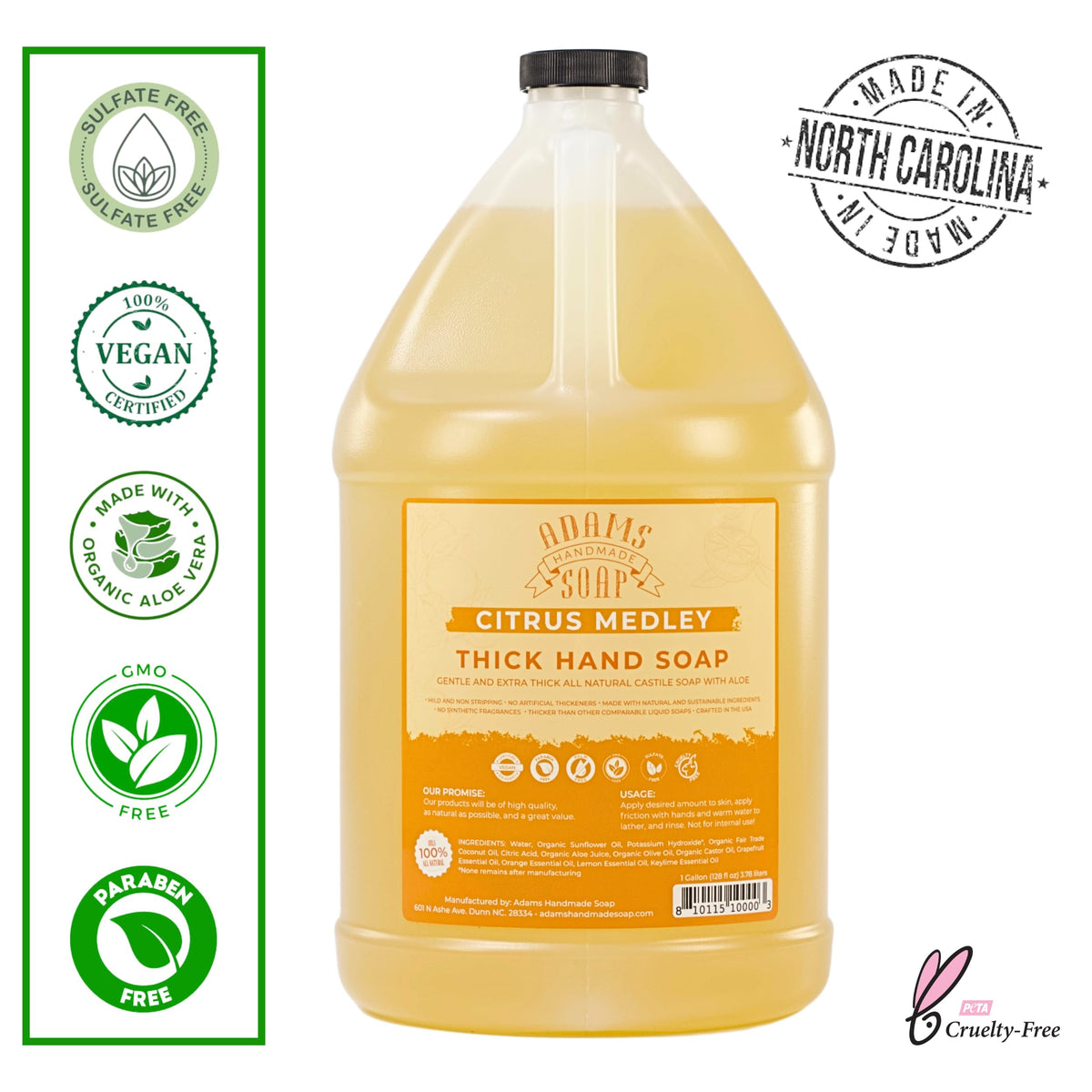 Adams Handmade Soap thick pour texture close-up demonstrating rich consistency and mildness