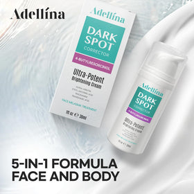 Adellina serum being applied to cheek demonstrating targeted spot treatment