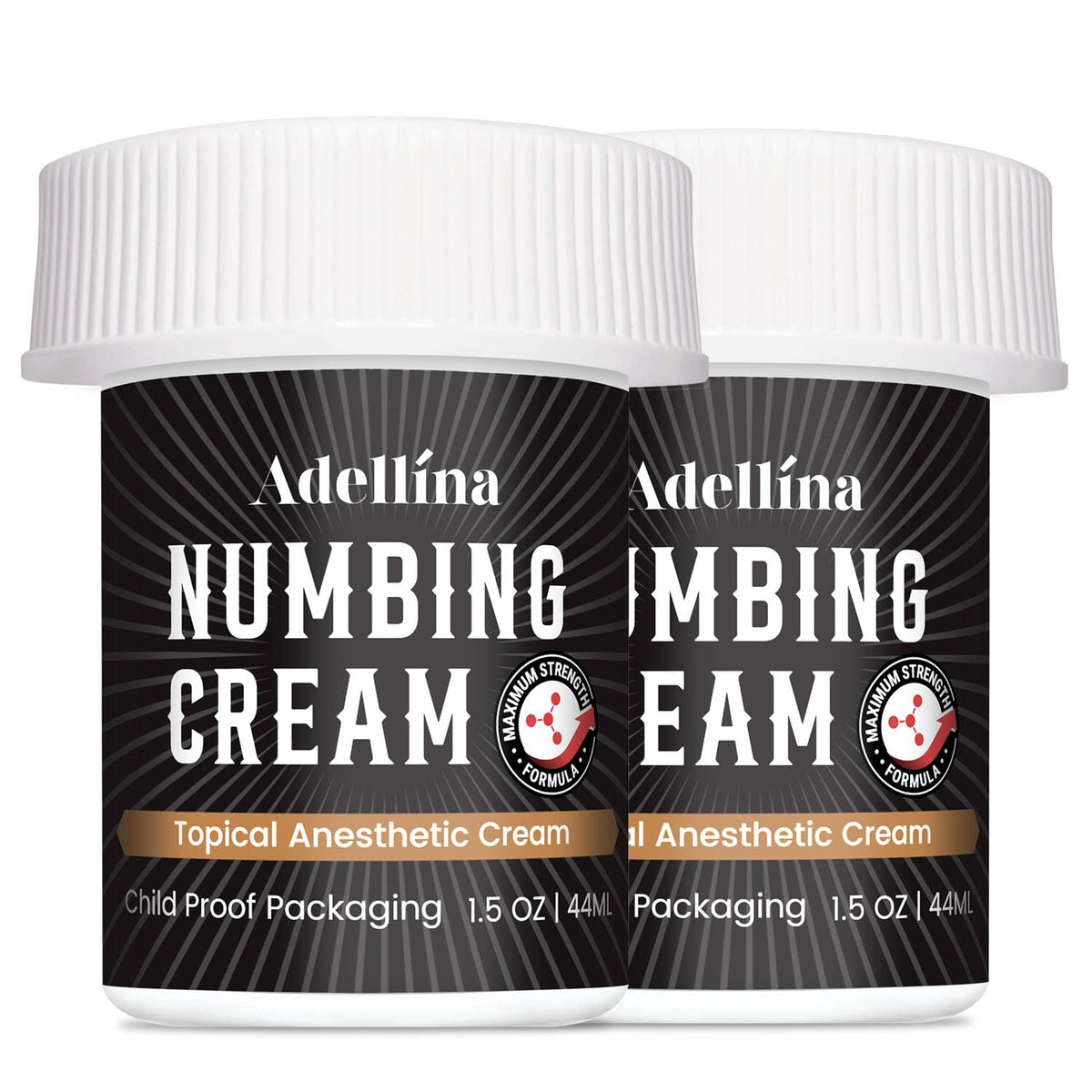 Adellina front packaging showing two tubes and soothing benefit