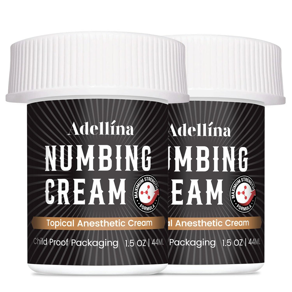 Adellina front packaging showing two tubes and soothing benefit