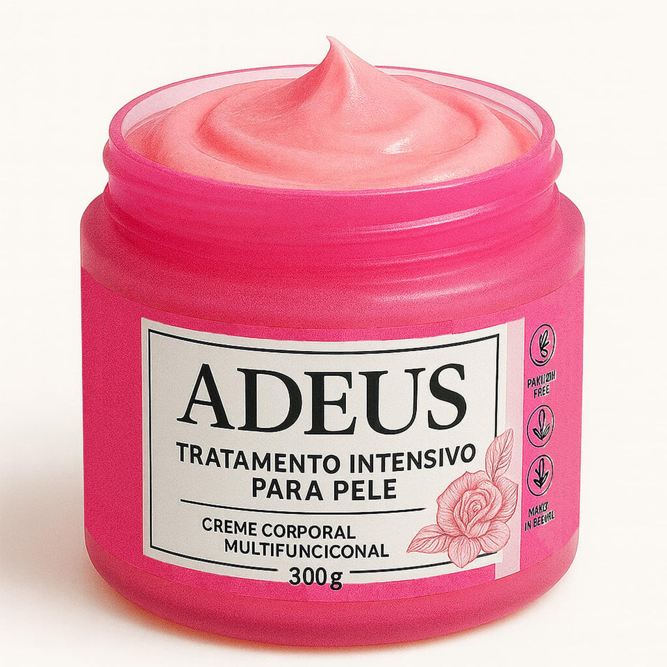 ADEUS jar front view showing product packaging and weight benefits