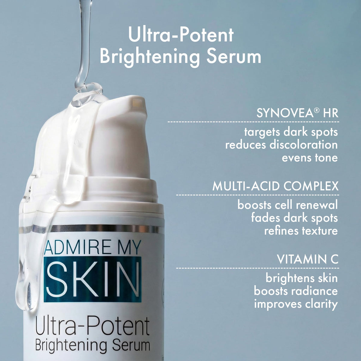 Admire My Skin applying serum to cheek illustrating ease of use and layering