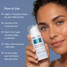 Admire My Skin bottle styled on vanity with skincare for daily routine inspiration