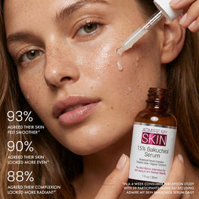 Admire My Skin label and cap detail, clear ingredient transparency benefit