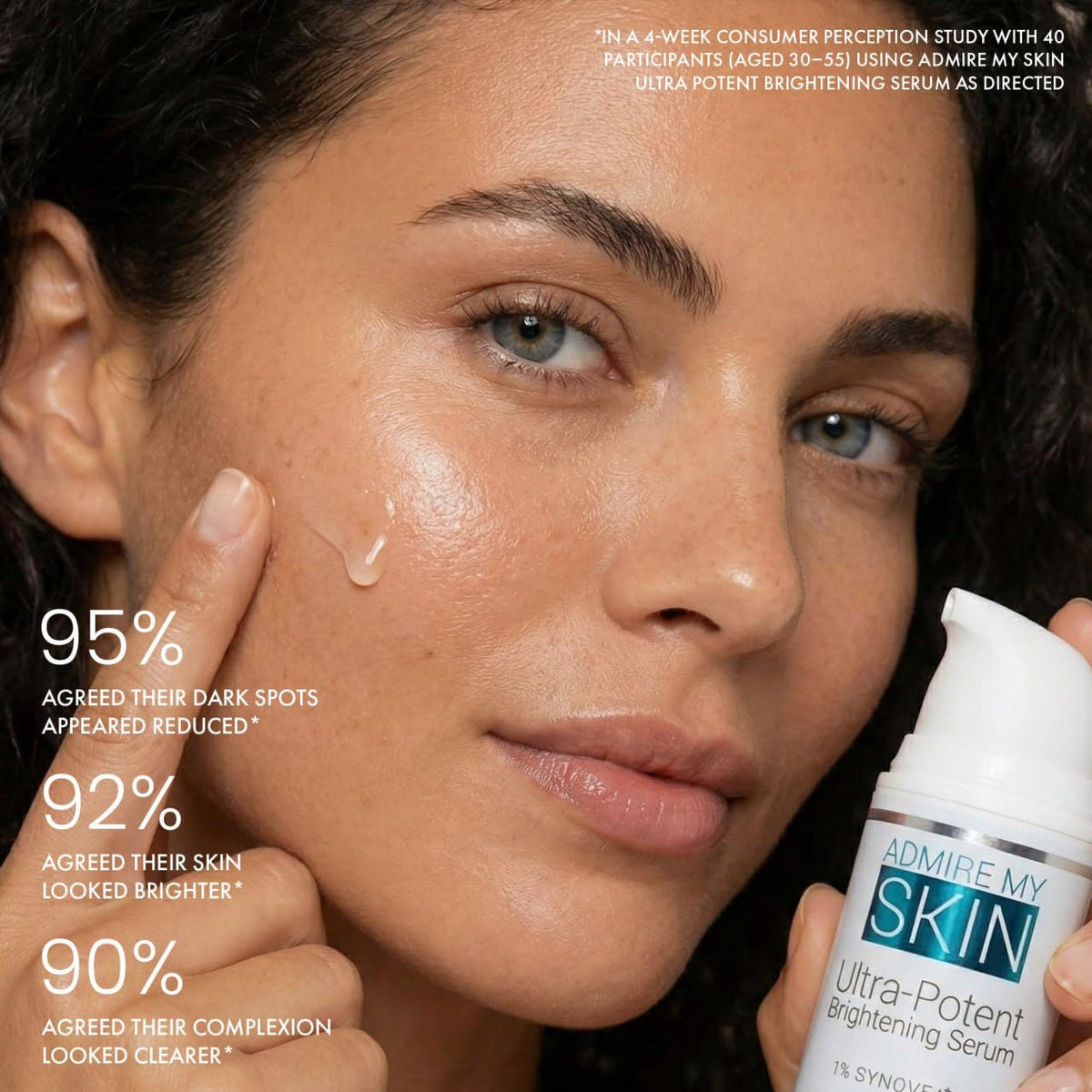 Admire My Skin close-up of Synovea HR icon explaining targeted brightening