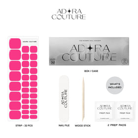 Adora Couture layout of sizes and stickers illustrating variety for each toe and perfect fit