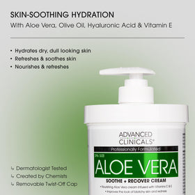 Advanced Clinicals open tub texture revealing creamy aloe vera formula for smooth hydration