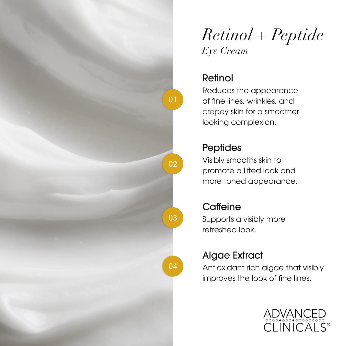 Advanced Clinicals product applied under eye demonstrating gentle application