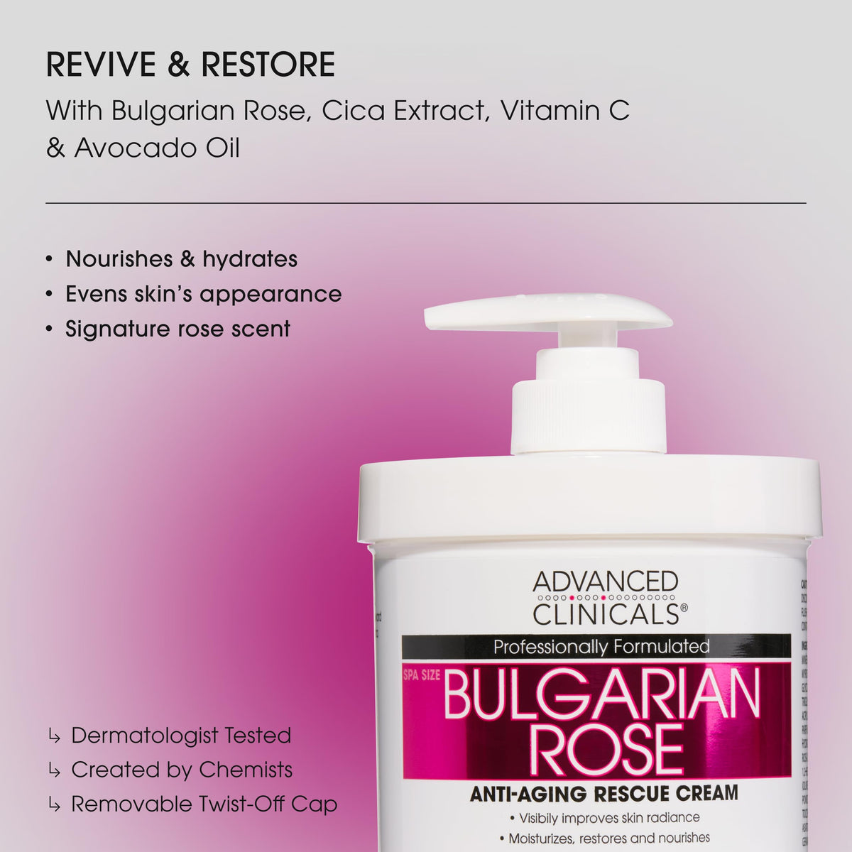 Advanced Clinicals open jar texture close-up highlighting creamy hydration