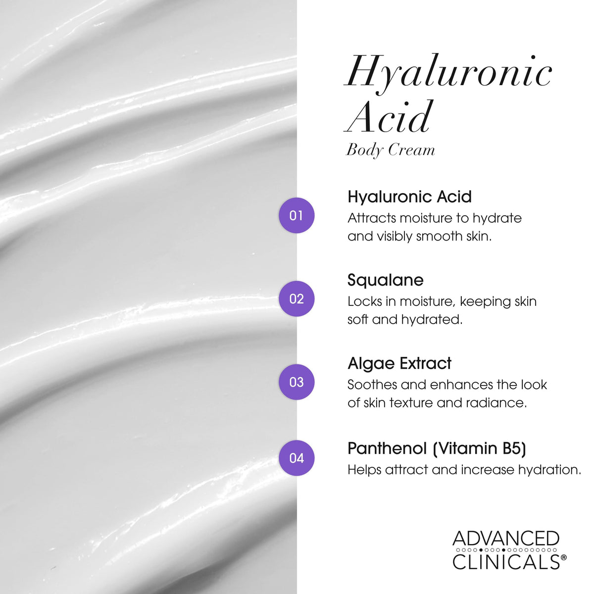 Advanced Clinicals body cream being applied to arm for immediate hydration