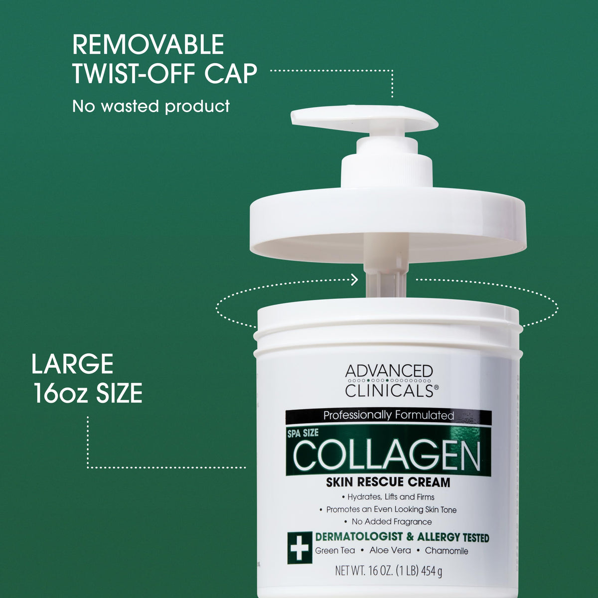 Advanced Clinicals unscented collagen cream tube open for fragrance-free care