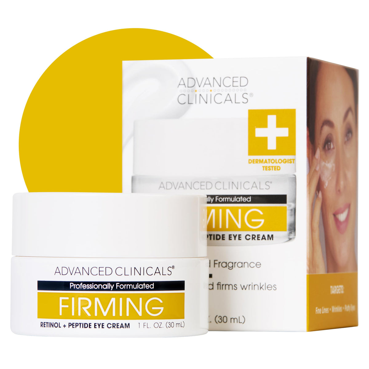 Advanced Clinicals front packaging showing product benefits and compact jar