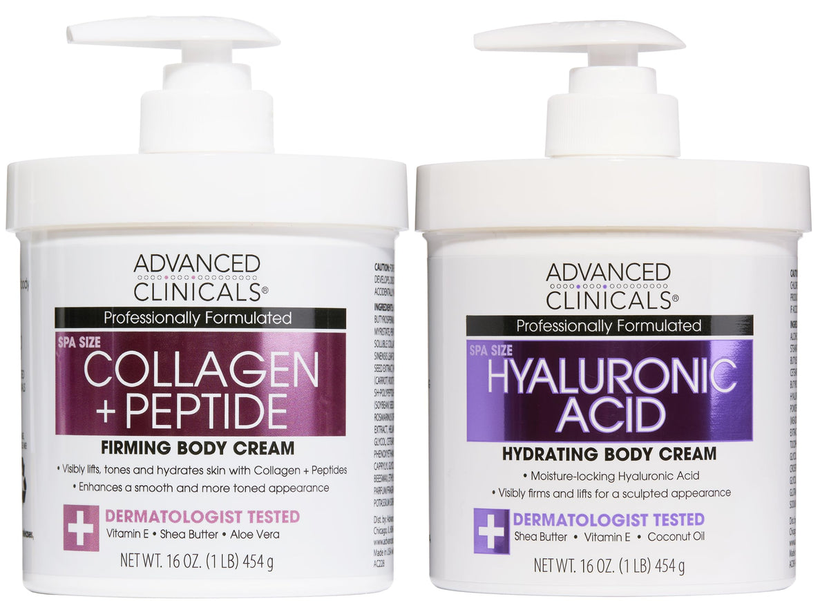 Advanced Clinicals front packaging two-piece set shows professional hydration benefits
