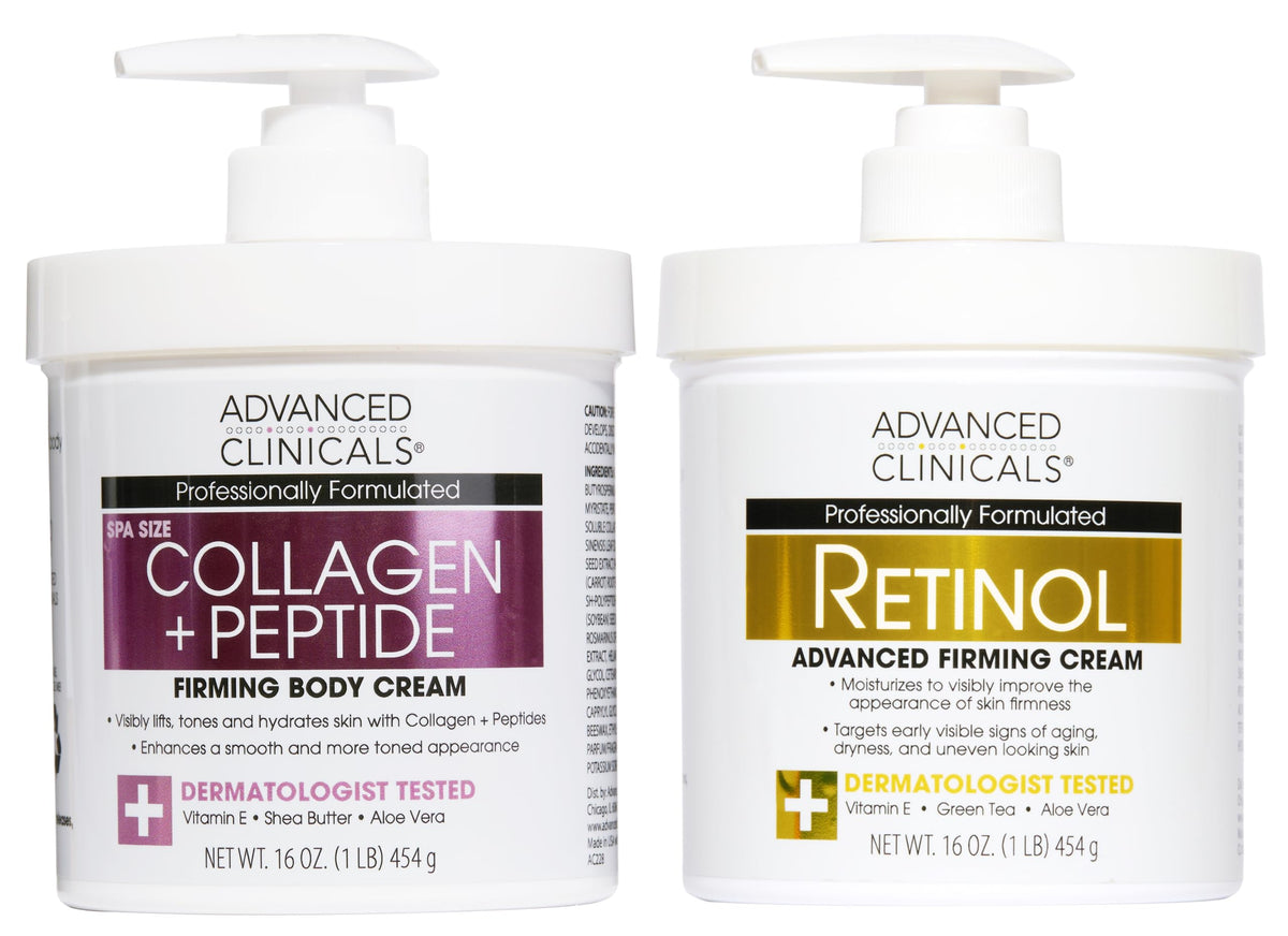 Advanced Clinicals front packaging showing the two-piece moisturizing set benefits
