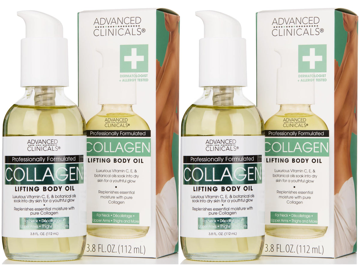 Advanced Clinicals front packaging showing collagen oil for hydrated skin