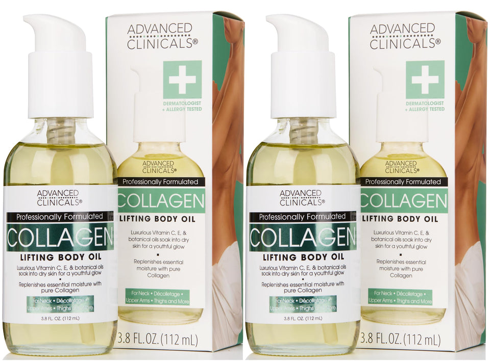 Advanced Clinicals front packaging showing collagen oil for hydrated skin