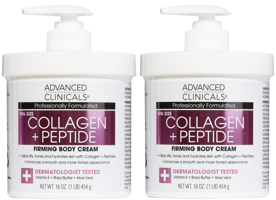 Advanced Clinicals front packaging showing collagen peptide lotion benefits
