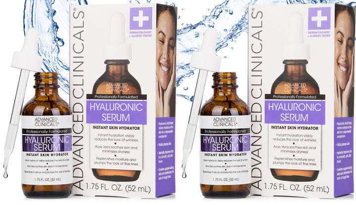 Advanced Clinicals front packaging showing hydrating serum benefits