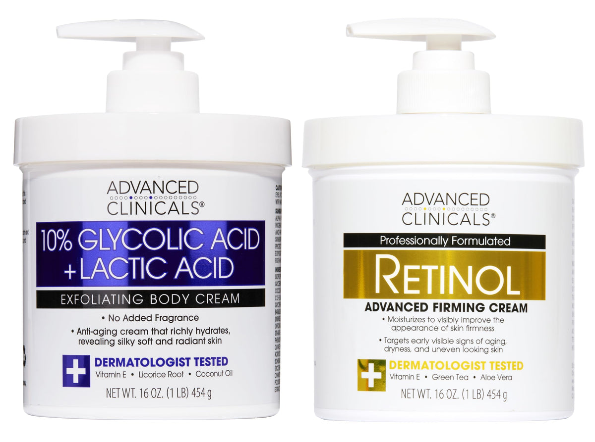 Advanced Clinicals front packaging showing the two-piece set and benefits
