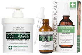Advanced Clinicals front packaging of 2-piece set showing products and benefits