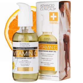 Advanced Clinicals bottle front packaging showing vitamin C body oil benefits