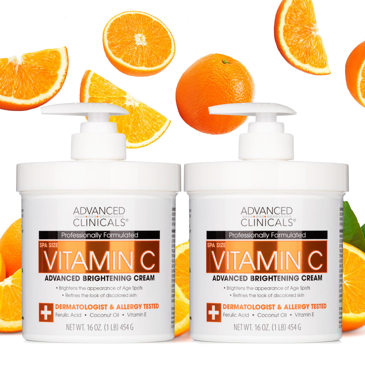 Advanced Clinicals front packaging showing vitamin C cream and 2-pack convenience