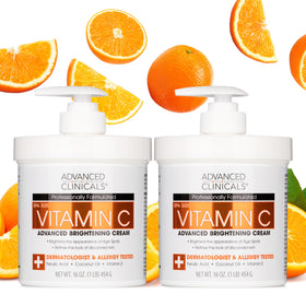 Advanced Clinicals front packaging showing vitamin C cream and 2-pack convenience