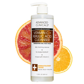 Advanced Clinicals front packaging showing vitamin C gel cleanser for easy identification and brightening