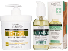 Advanced Clinicals front packaging showing two-piece set and benefits