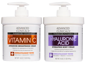 Advanced Clinicals front packaging showing the two-piece moisturizing set and clear labeling
