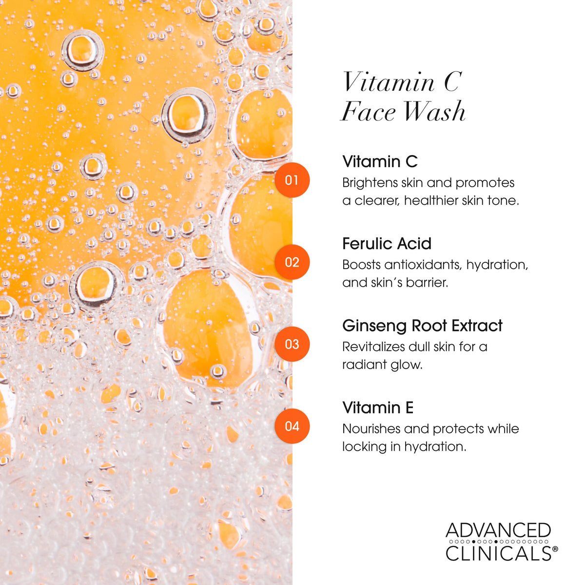 Advanced Clinicals gel texture swatch close-up showing silky consistency for gentle cleansing
