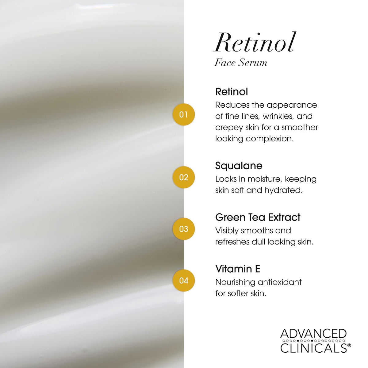Advanced Clinicals Hyaluronic serum texture drop illustrating hydration
