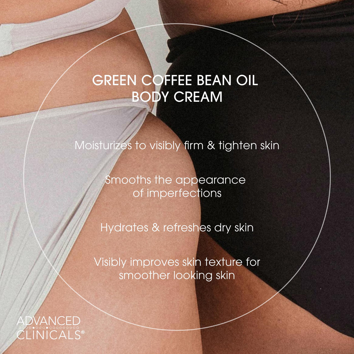 Advanced Clinicals ingredients with green coffee beans highlighting caffeine and antioxidant benefits