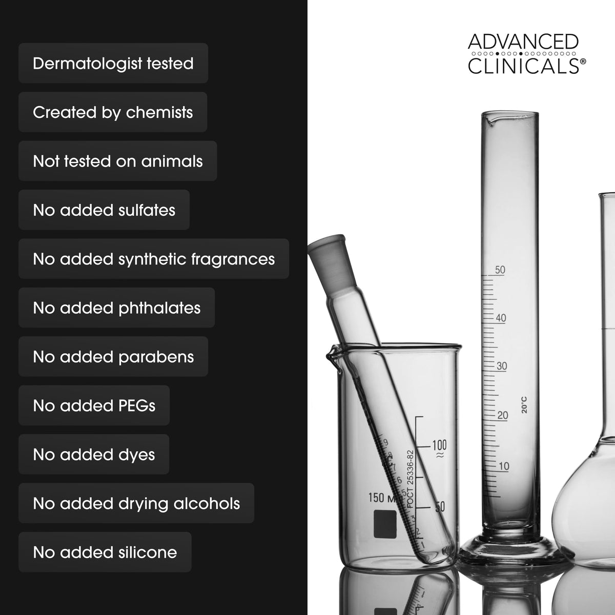 Advanced Clinicals with ginseng root visual emphasizing revitalizing ingredient support