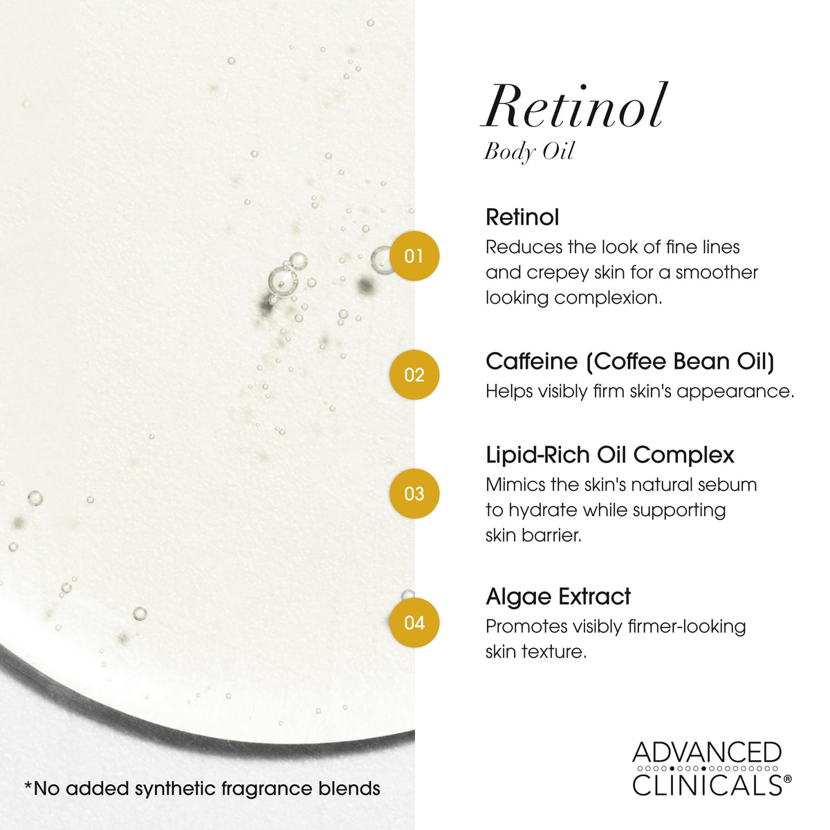 Advanced Clinicals lotion cream texture spread showing rich hydration and skin-softening appearance