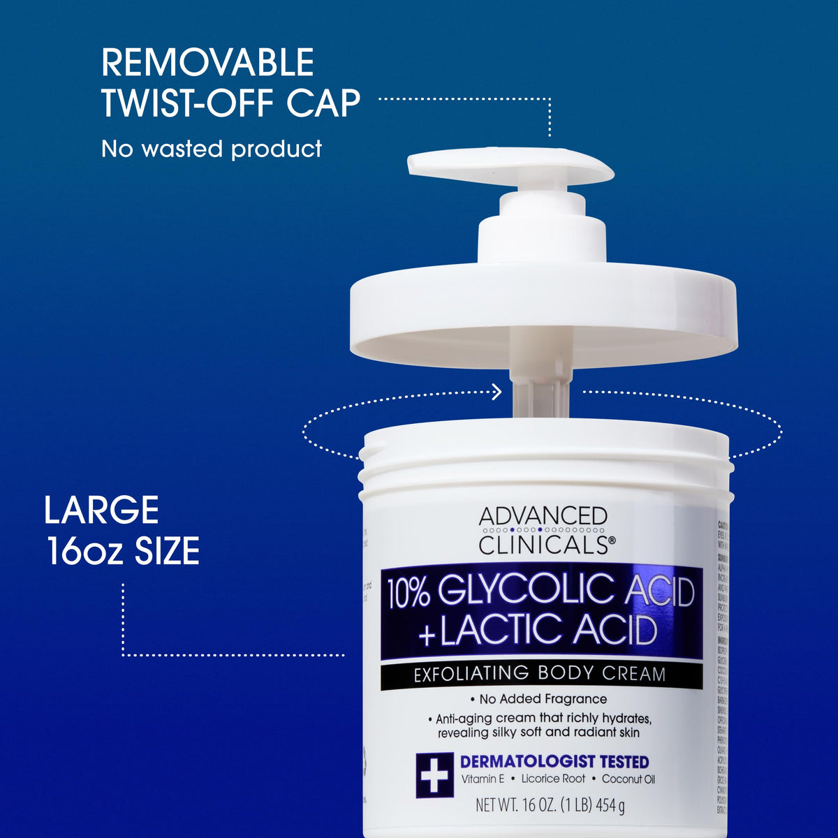 Advanced Clinicals lotion texture swipe showing creamy consistency for smooth absorption
