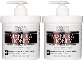 Advanced Clinicals front jar showing Manuka Honey cream, smooth hydration benefit