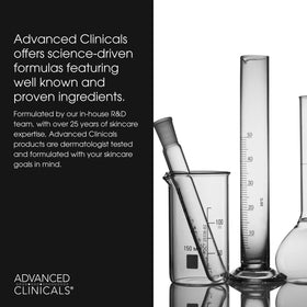 Advanced Clinicals label closeup highlighting shea butter and lactic acid