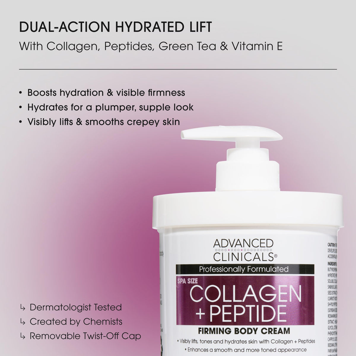 Advanced Clinicals pump dispensing lotion for fast-absorbing hydration