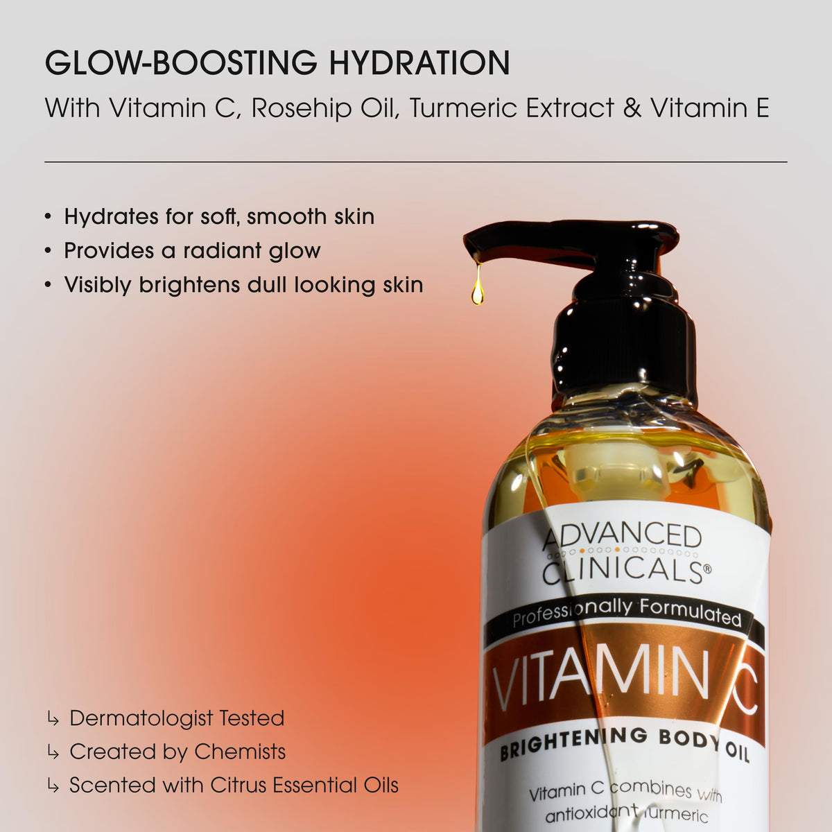 Advanced Clinicals pump dispenser and clear product label for easy use
