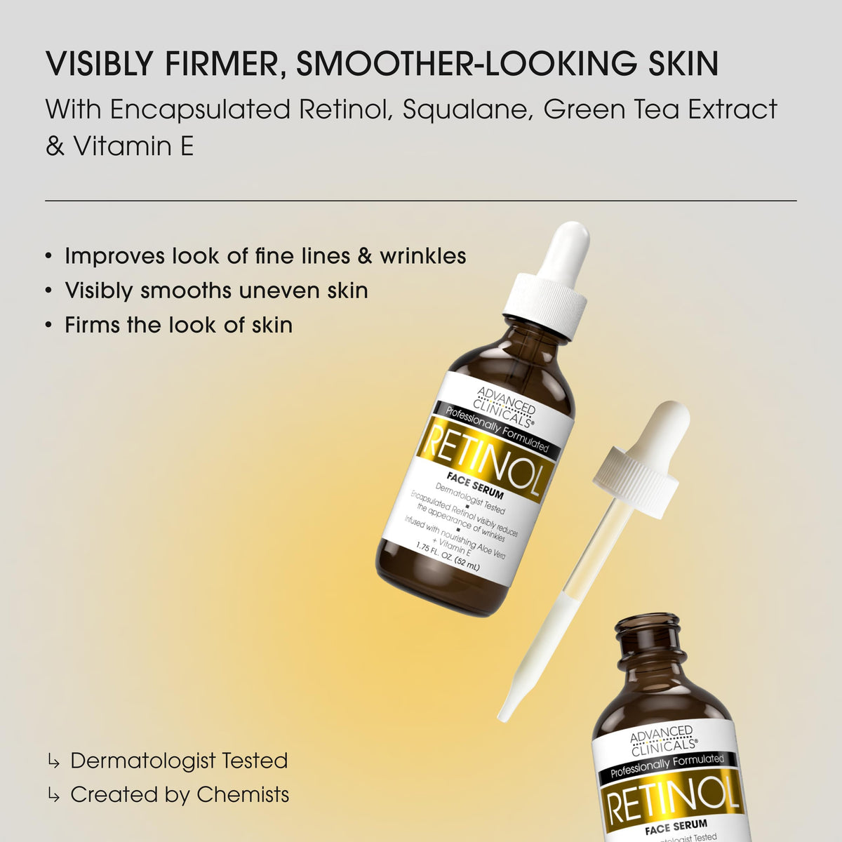 Advanced Clinicals milky serum texture close-up demonstrating smooth application